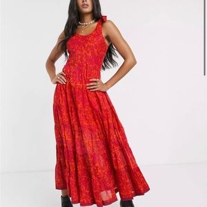 Free People kika's printed midi dress - size X-Small - fully lined. Cotton bnwot